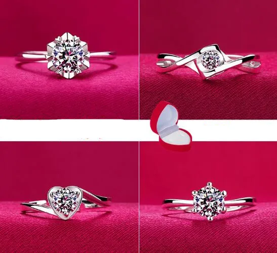 

free shipping 1pcs S925 silver ring with zircon adjustable ring for women