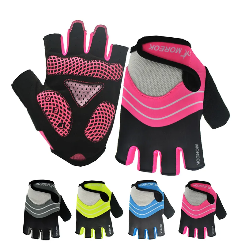 MOREOK Cycling Gloves Silica Gel Half Finger Men Women Sports Shockproof Protection Bike Gloves