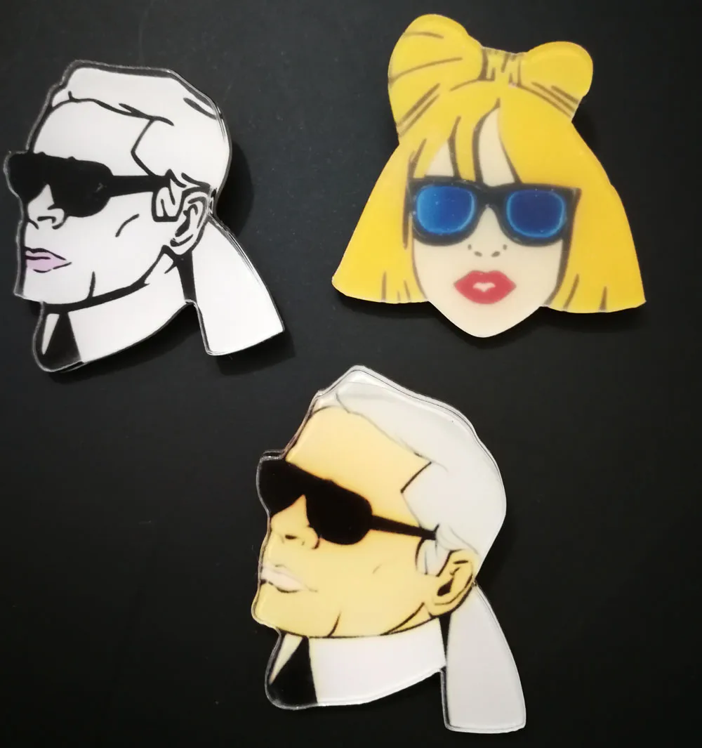 Acrylic Lady Gaga Brooch Pins Portrait For Cool Cartoon Gaga Badges