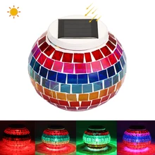 Солнечный стеклянный шар из мозаики садовые огни красочные меняющиеся Дворовые лампы для балкона водонепроницаемая лампа для улицы и помещений