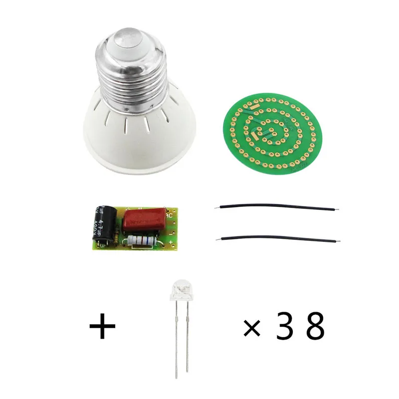 New Energy Saving 38 LEDs Lamps DIY Kits Electronic Suite 1 Set in
