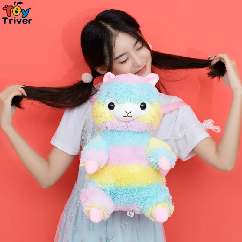 

Plush Alpaca Toy Rainbow Lamb Sheep Backpack Dolls Kawaii Animal Toys Doll for Girlfriend Kids Birthday Gifts Triver