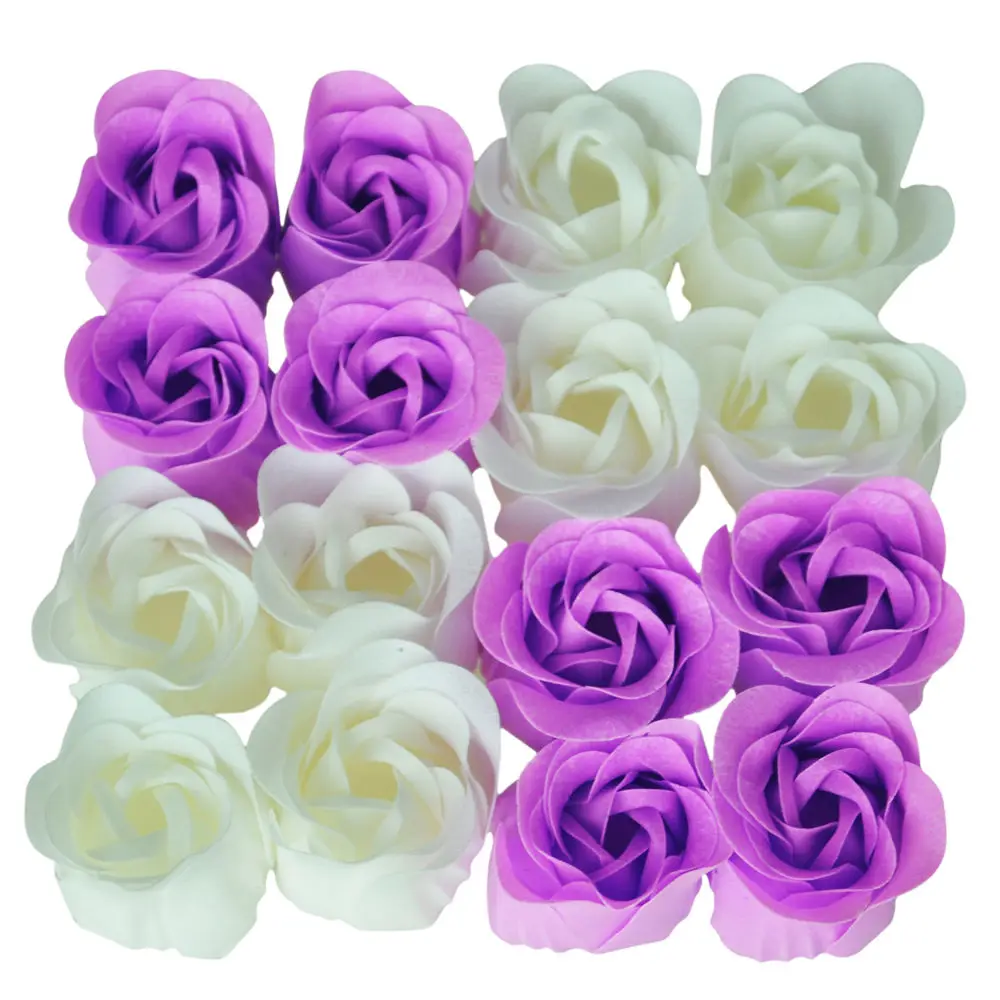 

New 16 Pcs Handmade Rose Scented Bath Soap Petals White Purple