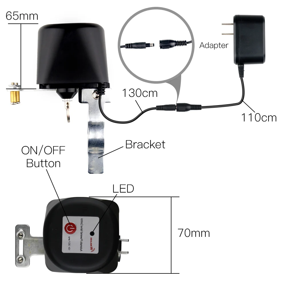 Wifi Smart Water Valve,Home Automation System Valve Control For Gas Or Water,Voice Control Work With Alexa Echo Google Home