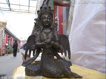 

USPS to USA S0799 Tibet Buddha Bronze snake God with Kwan-Yin Guan Yin Boddhisattva Buddha Statue