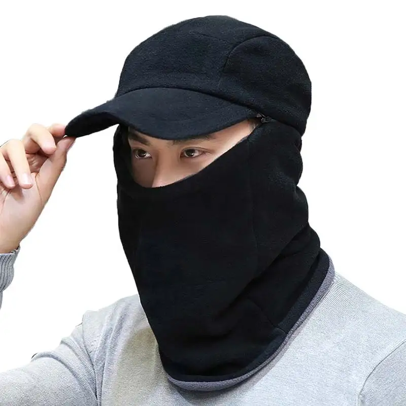 Black Горячая Распродажа зимние, с наушниками шапка с козырьком вязаная шляпа с полями Теплая Флисовая Лыжная шапка с воланом - Цвет: Black