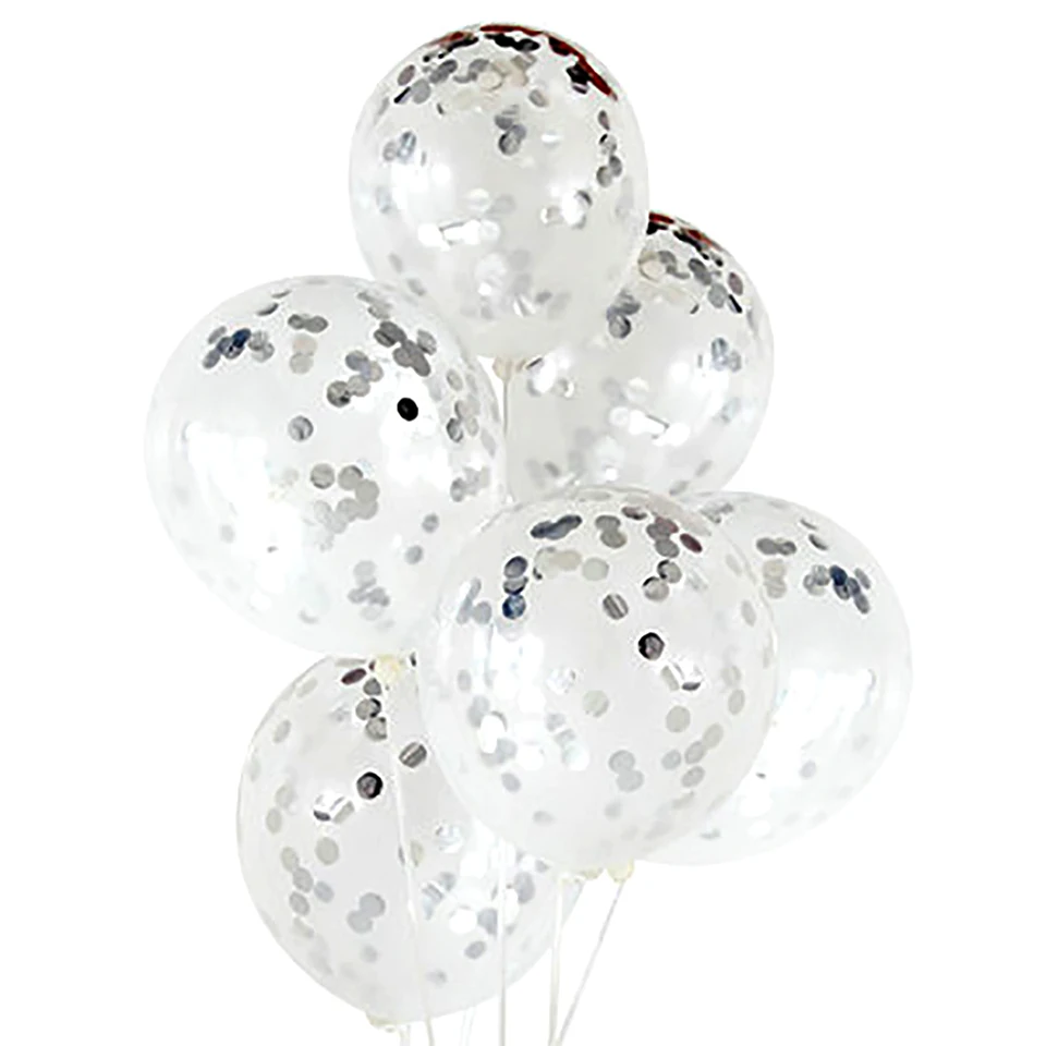 silver confetti balloons