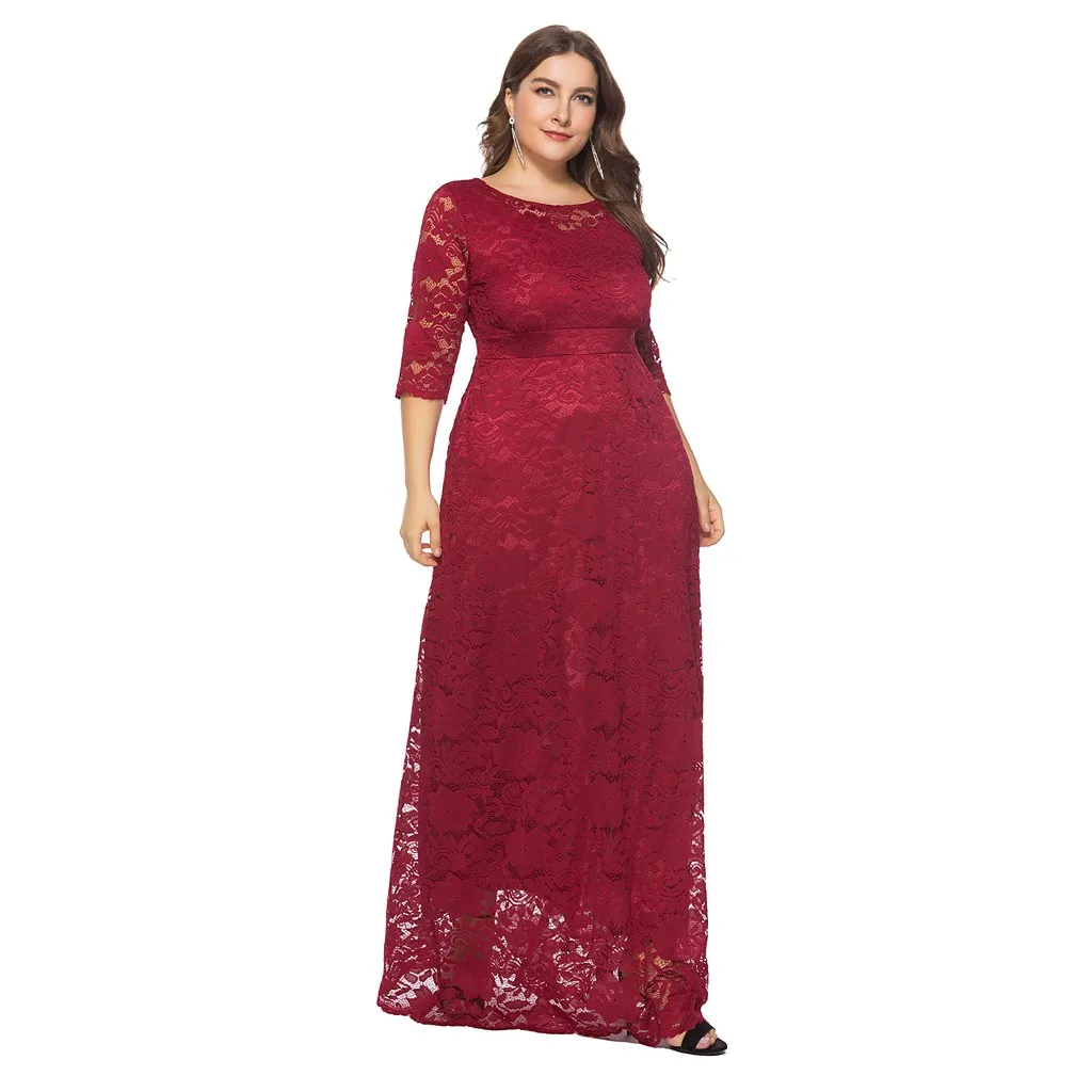 Стиль Лидер продаж женское однотонное винтажное цветочное кружевное платье размера плюс коктейльное вечернее платье высокого качества летнее
