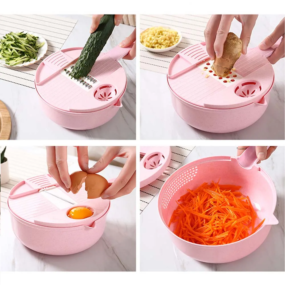 

Multi-function Manual Machine Kitchen Vegetable Tool Ginger Milling Lettuce Cutter Cucumber Chopper Grinder Egg White Separator