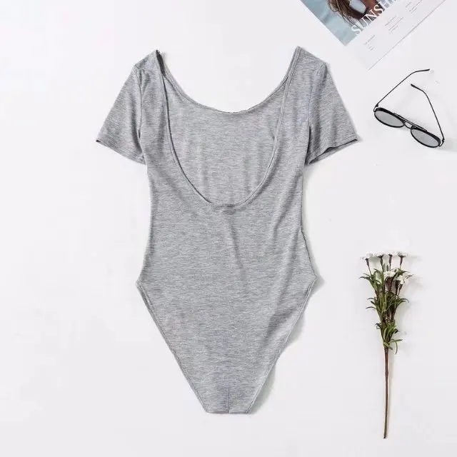 Jellpe short sleeve bodysuits women summer open back sexy vintage halter bodysuits ladies chic preppy bodysuits Jellpe short sleeve bodysuits women summer open back sexy vintage halter bodysuits ladies chic preppy bodysuits