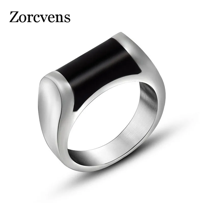 

ZORCVENS Fashion Stainless Steel Men Ring Black Color Wedding Rings For Men