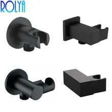 ROLYA Adjustable Shower Head Wall Holder Bracket Elbow Connector Matte Black smesiteli classic style all copper round handheld shower head pvc hose connector adjustable wall holder black matte black finish