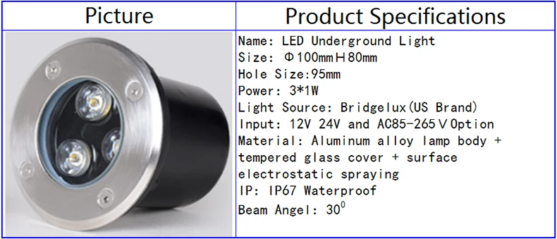 Levou ao ar Luz ao ar Levou Convés Inground Lâmpada Ac110v-240v Ip67 12 v Subterrâneo Livre Branco Quente Rgb Enterrado Luz D100 * H85mm 3 w 3 Luzes e Iluminação