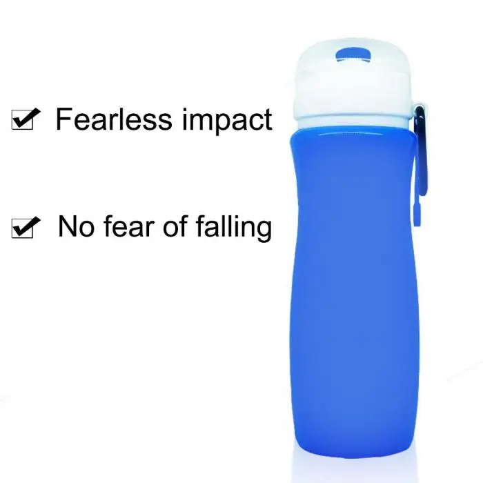 450ml Portable Silicone Folding Water Bottle Leak-proof Climbing Hiking Camping Cycling Sport Kettle Collapsible Bottles LE66