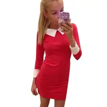 Dress 2017 mujeres de la manera da vuelta-abajo vestidos casuales elegantes delgado red dress vestidos ropa de moda femenina qaf019x