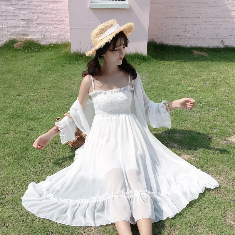 

2019 Luka Megurine Luka White Strap Dress Girls Vocaloid Cosplay Costume Hatsune Miku Women White Summer Dress