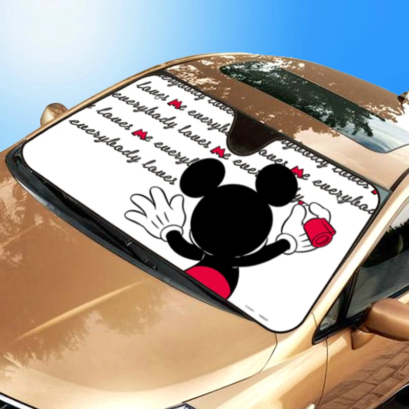 

140*70cm Cute Cartoon Car Window Foils SUNUV Protection Fit For SUV Window Sunshade Micky Front Windshield Car Covers