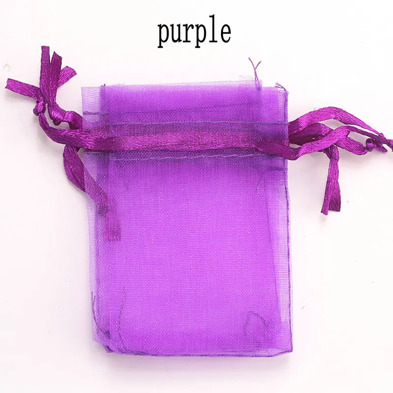 16 цветов, 100 шт./лот, 9*12 см, органза, рождественские, свадебные подарочные сумки, мешок для конфет, упаковка ювелирных изделий, тянущиеся сумки и мешочек из органзы - Цвет: purple