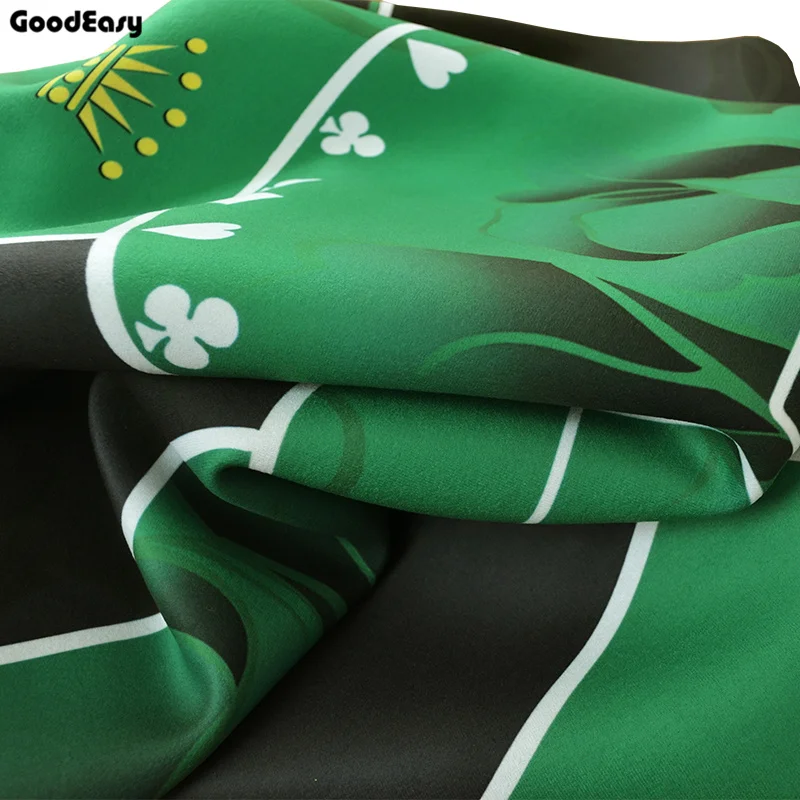 120cm Hot Sale Green Texas Hold'em Poker Table Cloth Rubber Round Table Mat with Flower Pattern Casino Poker Board Game