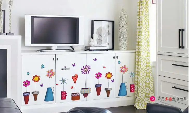 % الكرتون زهرة فراشة ملصقات جدار صائق DIY زجاج النافذة جدار ديكور المنزل الديكور الاطفال أطفال الحضانة غرفة ديكور