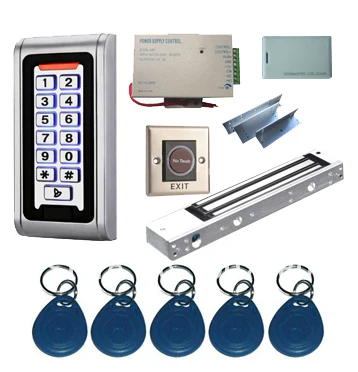 

Proximity Card Standalone Access Control Kits/5pcs keyfobs+5pcs cards, Metal Keypad,Magnetic Lock