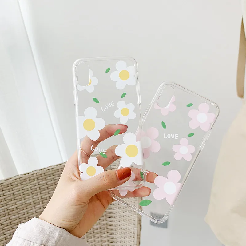 

Summer Fresh Flower Patterned Cases for Iphone 6/6 Plus 7 8 Plus Soft Clear Back Cover for Iphone Xr X Xs Max Fitted Cases Capa