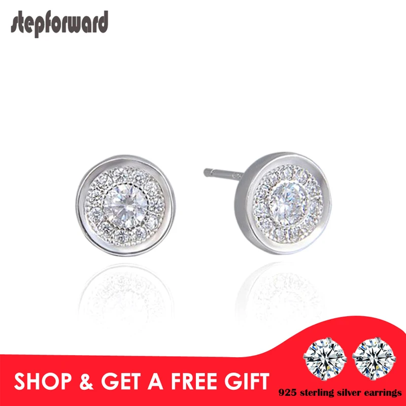 

CZ Paved 100% 925 Sterling Silver Mini Round Stud Earrings Top Quality Classic Delicate Women Authentic Original Jewelry Gift
