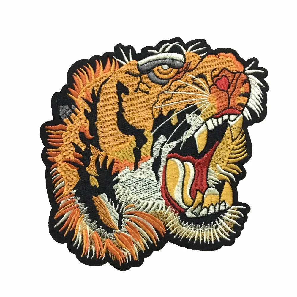 

DD 1Pieces Tiger Embroidered Patches Badges Iron on Appliqued Embroidery Cloth Patch Paste for T-shirt DIY Decoration Appliques
