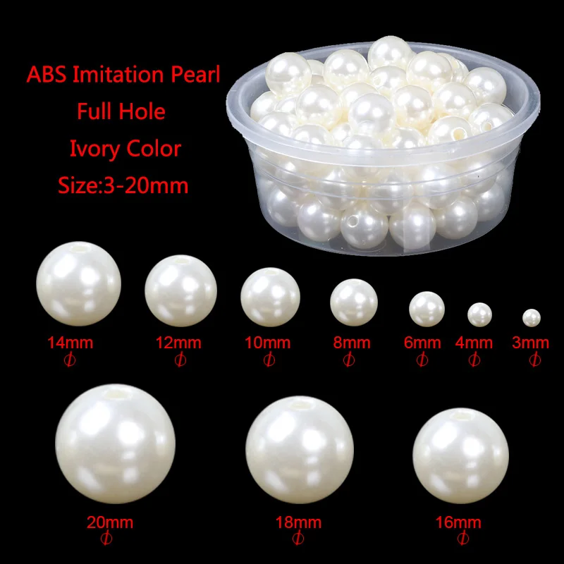 

3-20mm Ivory Color Perfectly Round Pearl Craft ABS Imitation Pearl Resin Scrapbook Beads DIY Jewelry Accessories 10g/lot