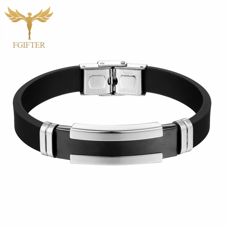 rubber bracelet Крутой мужской браслет здоровья из нержавеющей стали силиконовые браслеты с цепочкой мужские силиконовый браслет Браслет мужской - Окраска металла: rubber bracelet