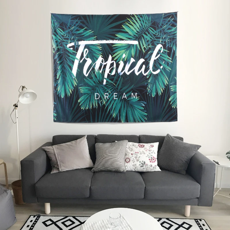 

Home Decor wall Tapestry Cactus 3D Printing Art Hanging Green Tapestry Banana leaves Indian Boho Wall Hippie Tapis Carpet Sheet
