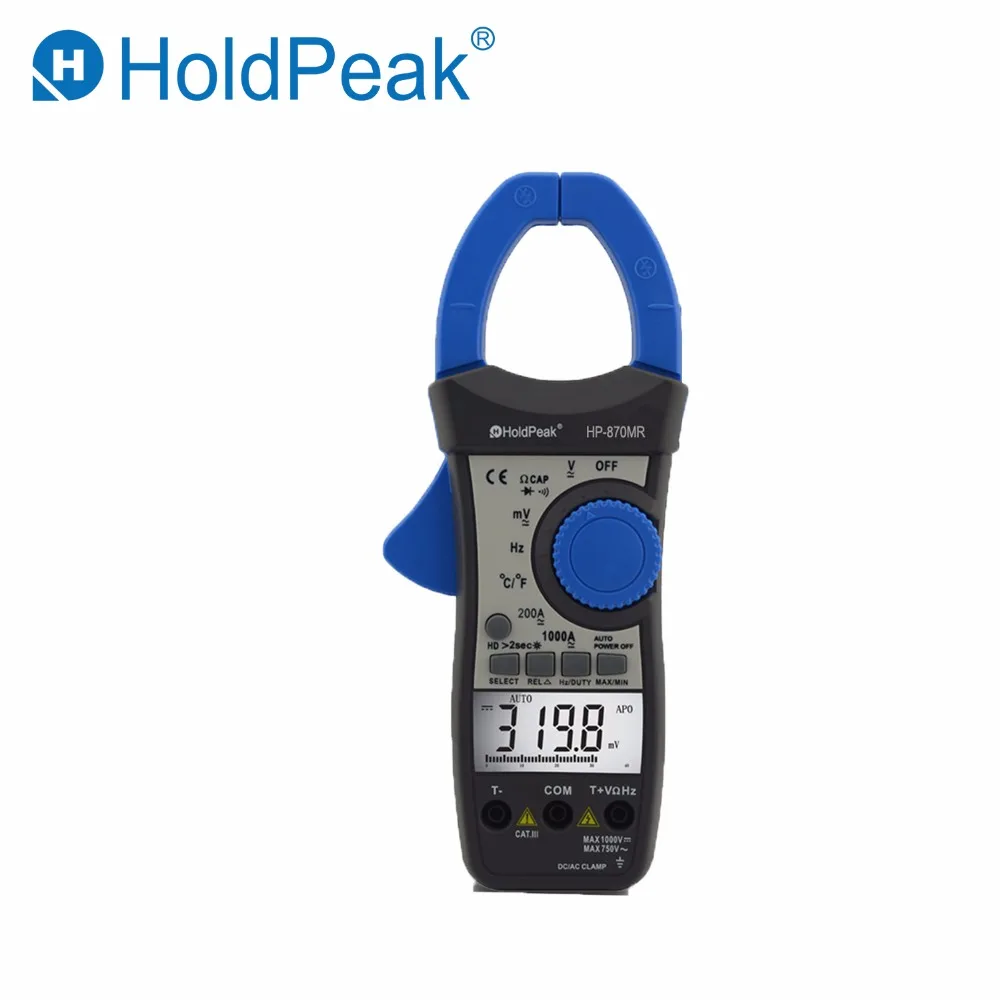 

Holdpeak HP-870MR True RMS Auto Range Digital Clamp Meter DC AC Current Voltage Multimeter With Data Hold Temperature Tester