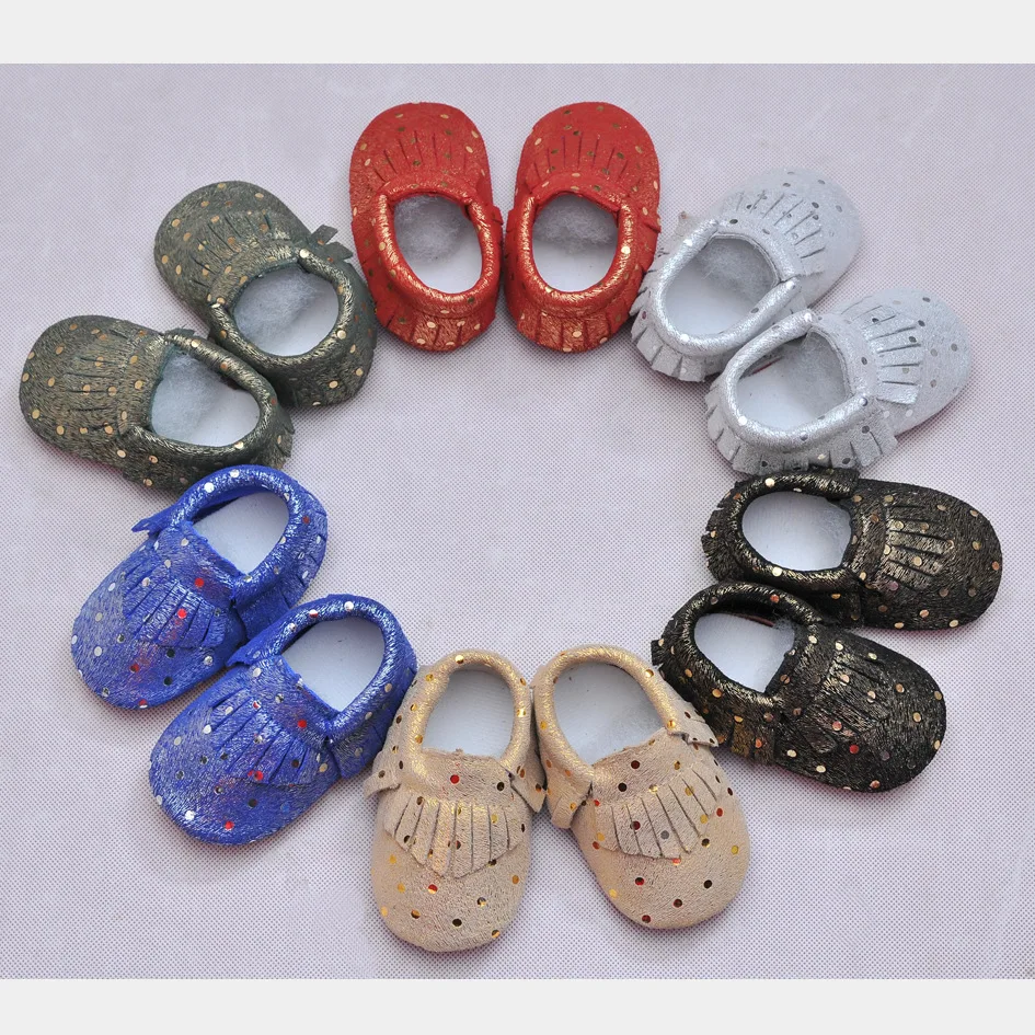 Пояса из натуральной кожи обувь для малышей Flash Dots Детская обувь Детские туфли-мокасины с бахромой мягкая подошва новорожденных Bebe