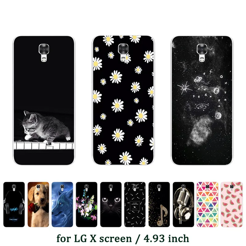 

Soft Phone Case For LG X Screen K500N X View K500DS Soft Silicone Red Lace Printed TPU Cover Cases For LG X View Cases