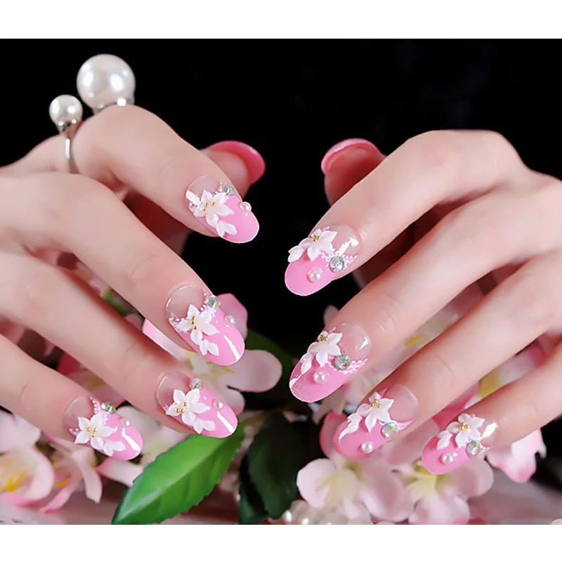 Girls Pink Color Sweet Fake Nail 3d Flowers Design Bridal Wedding Nail Art Tips With Glue Acrylic Full Cover French False Nails False Nails Aliexpress Girls Pink Color Sweet Fake Nail 3d Flowers Design Bridal Wedding Nail Art Tips With Glue Acrylic Full Cover French False Nails False Nails Aliexpress
