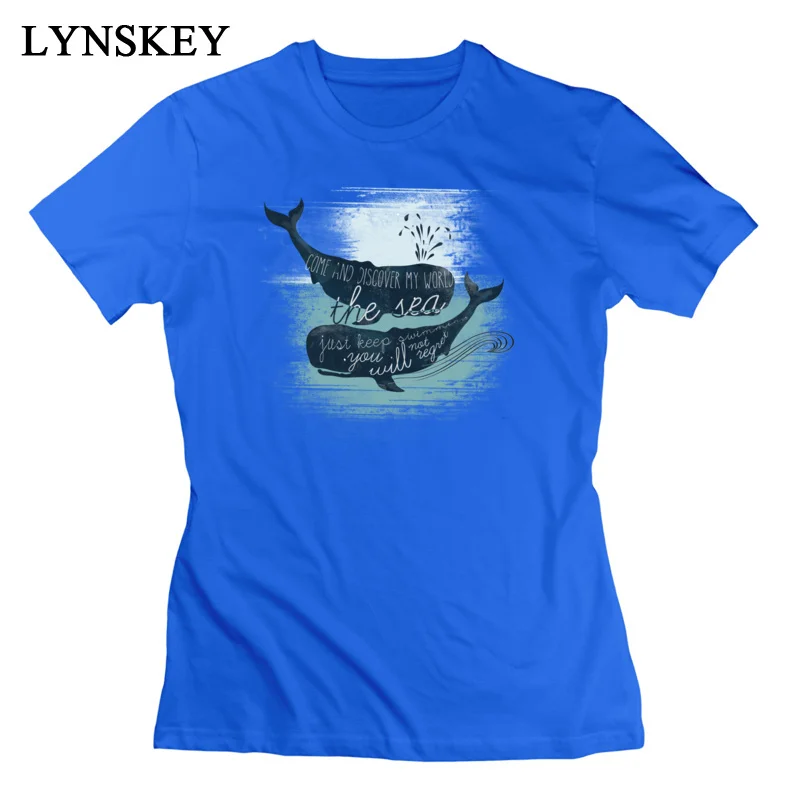 LYNSKEY Brand New Summer T Shirt Crewneck 100% Cotton Moby Whale Female Tops Shirt Short Sleeve Summer/Autumn Summer Tee-Shirts white