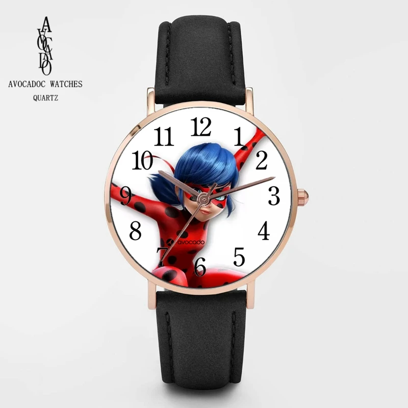 

2019 Miraculous Ladybug Watches Children girl Watch Casual Quartz Wristwatch fashion leather watch Relogio Relojes Women's clock