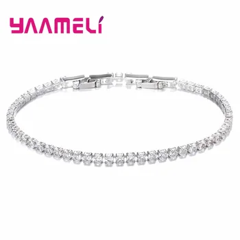 

Trendy Love Gifts 925 Pure Clear Crystal Prong Setting Link Chain For Sale Fashion Charm Bracelets For Women