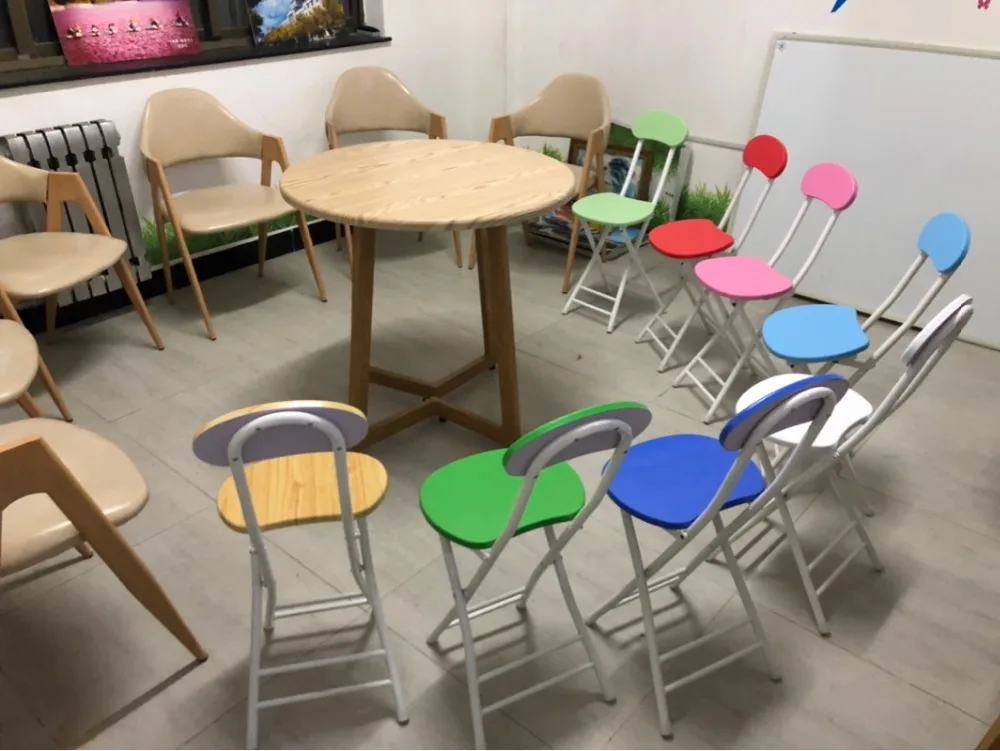 Цветной складной стул круглый стул семья обеденный стул открытый стул для пикников обучение встречи спинки портативный стул для общежития