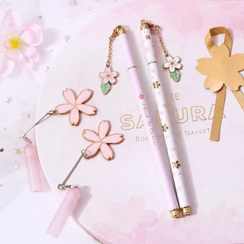 

Cute little fresh cherry blossom pendant gel pen ins simple super cute personality cheap girl student black pen 10pcs