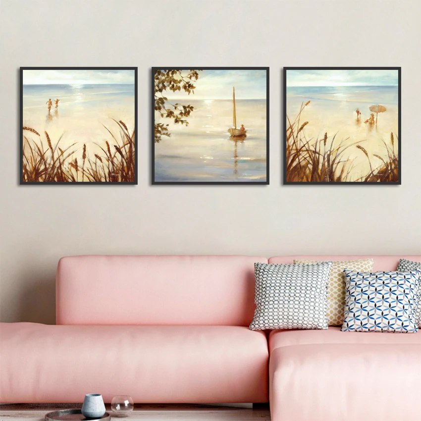 

Beach Landscape Decorative Painting Sunset Seascape Canvas Poster Nordic Decoration Home Wall Pictures for Living Room Decor