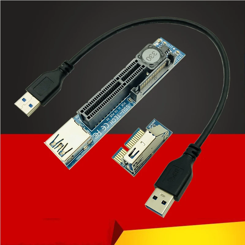 Добавить на карту PCI Express USB 3,0 адаптер Raiser удлинитель PCIE Riser Card USB 3,0 PCI-E SATA PCI E Riser PCI Express X1 в X4 слот