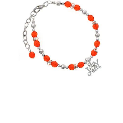 Joy with Snowflake Orange Beaded Bracelet