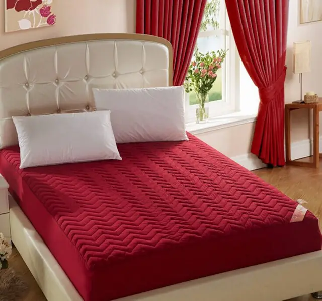 Solid quilted Mattress protective Cover/scanding cotton bed protection pad with Rubber stuffing
