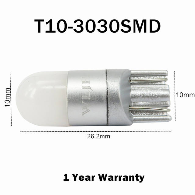WLJH 2x 6000K White Car Light T10 W5W Led Wedge Bulb 3030 1SMD Auto Dome Reading Parking Lights Sidemarker Sidelight Lamp Bulbs