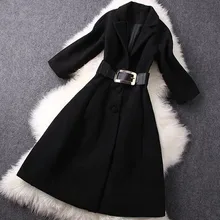 Зимнее новое модное женское тонкое шерстяное пальто средней длины, женское повседневное шерстяное пальто, однобортная верхняя одежда