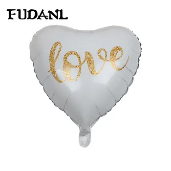 

10pcs 18" Heart Shaped Foil Balloons Print Gold LOVE Helium Balloon Valentine's Day Wedding Anniversay Party Decoration Supplies