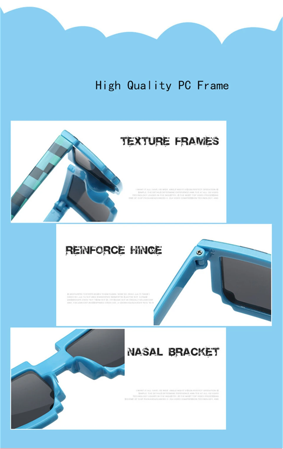 jumlai kids Sunglasses Plaid Square Baby Glasses Children Minecraft Sun Glasses deal with it boys Brand Designer Eyewear  (14)