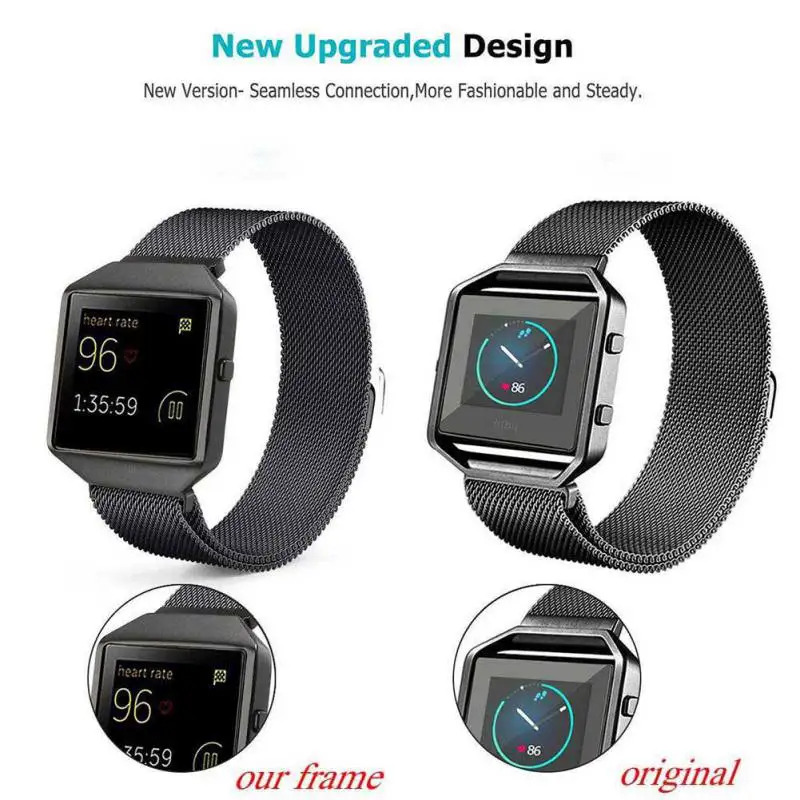 Frame Housing+Milanese Loop Stainless Steel Strap Accessories Band Bracelet for Fitbit Blaze II Smart Fitness Watch Straps Case