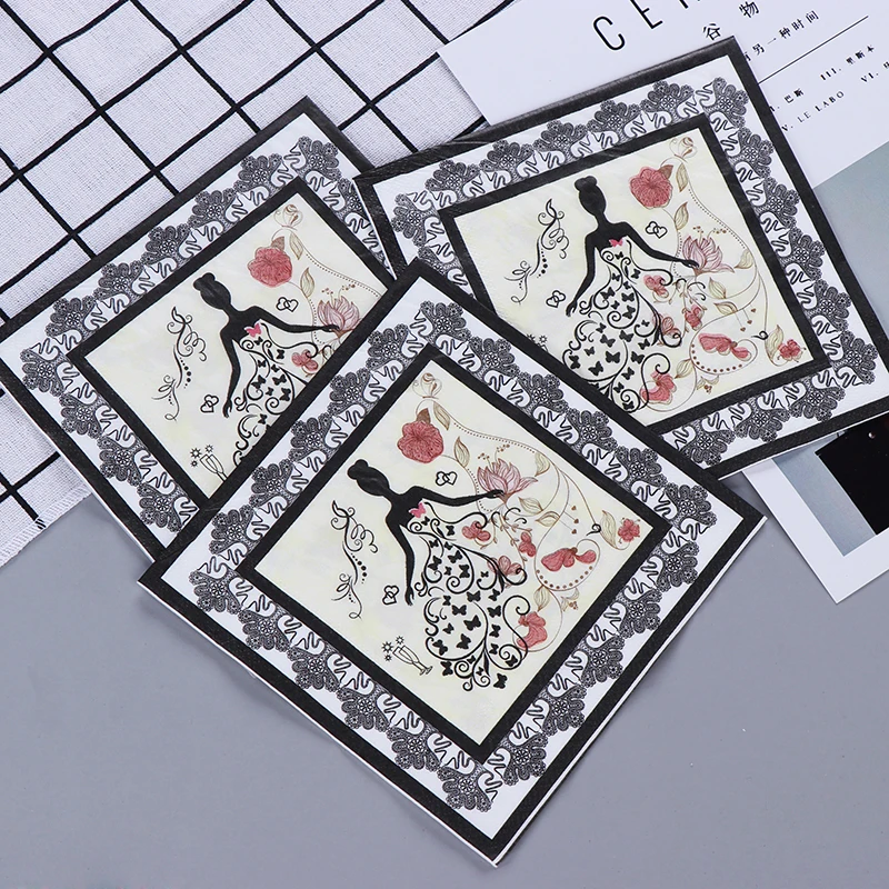

Black Lace Flower Wedding Paper Napkins Cafe & Party Tissue Napkins Decoupage Decoration Paper 33cm*33cm 20pcs/pack/lot